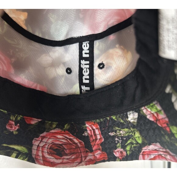 NEFF Bucket Hat Hawaii Beach One Size Black White Pink Floral Surfer Resort Wear - Picture 2 of 5